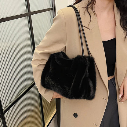 Plush Handbag for Women – Chain Crossbody Shoulder Bag