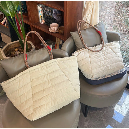 Quilted Puffer Tote Bag for Women – Lightweight Travel Shoulder Bag