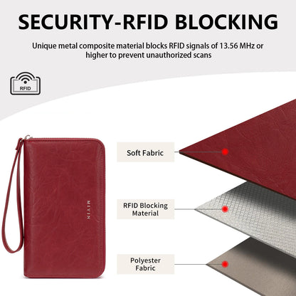 RFID Blocking Women's Large Accordion Wallet Clutch