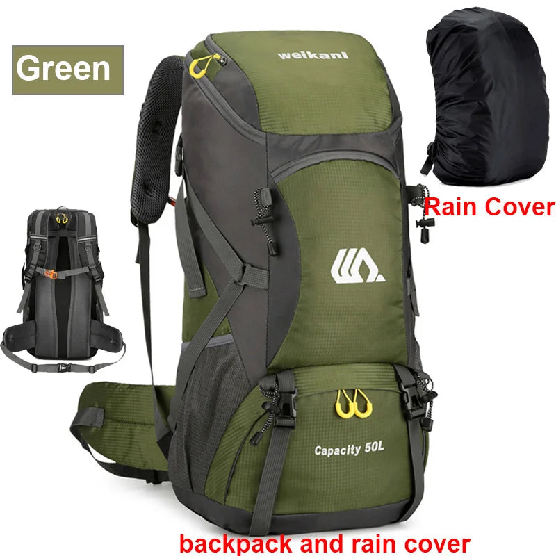 50L Hiking Backpack – Waterproof Travel Bag with Rain Cover