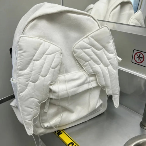 Y2K Angel Wing Canvas Backpack for Women