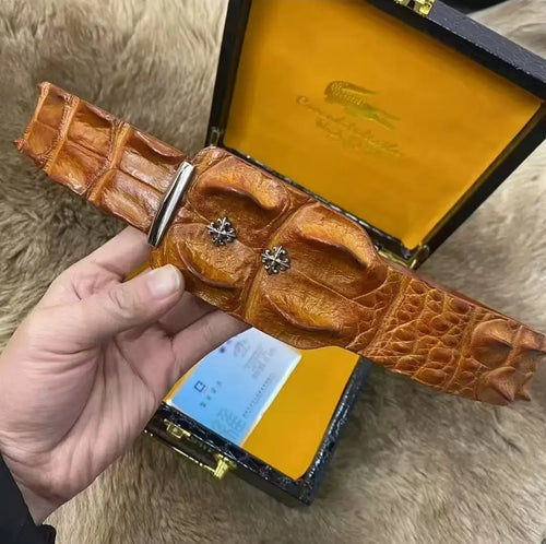 Crocodile Leather Belt for Men – Luxury Genuine Skin