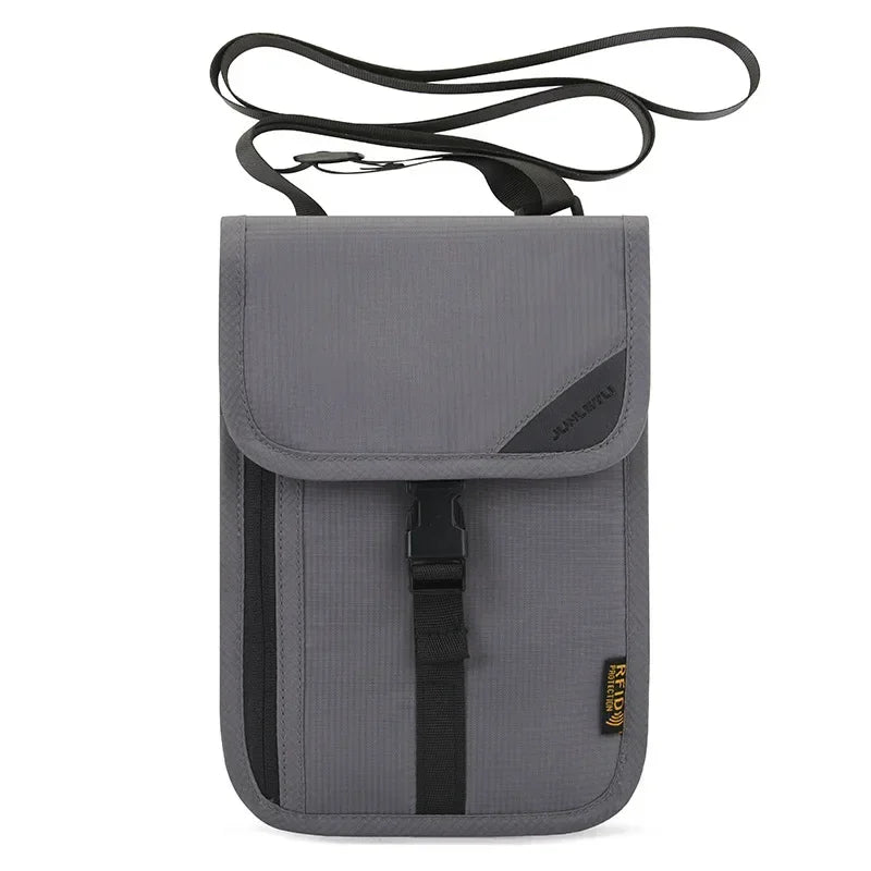 RFID Blocking Neck Wallet & Family Passport Holder Travel Organizer