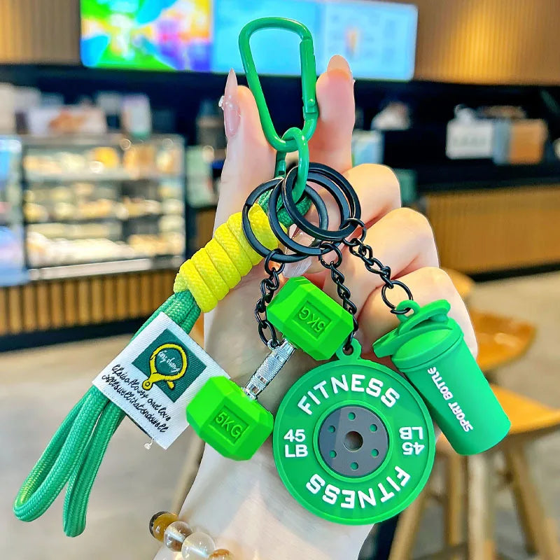 Gym Barbell Fitness Keychain – Silicone Weight Plate Charm