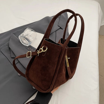 Autumn Winter Retro High-End Texture Frosted Suede Handbag