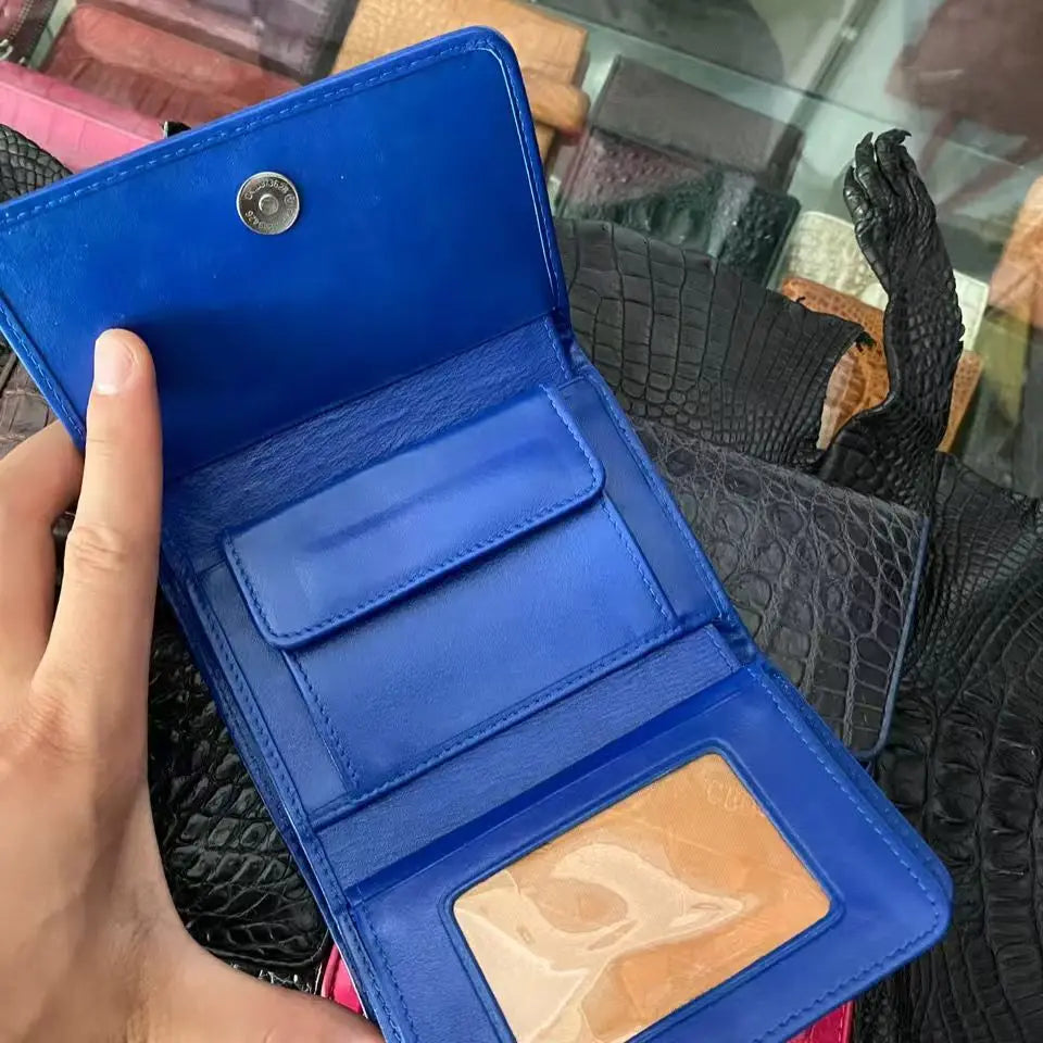 Crocodile Leather Short Wallet for Women – Multi-Color