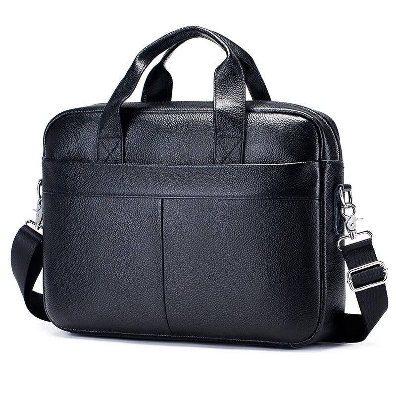 14-Inch Genuine Leather Men's Laptop Briefcase Bag