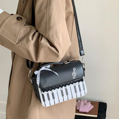 Piano Note Crossbody Bag – Y2K Music Print Square Shoulder Bag