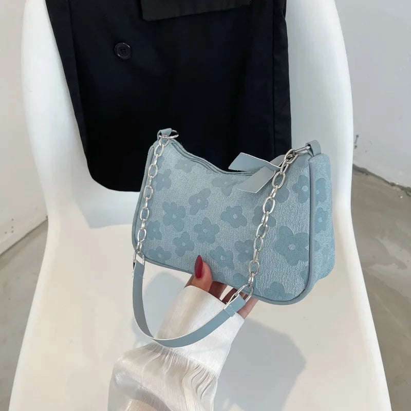 Floral Felt Shoulder Bag – Women's Small Crossbody Underarm Bag