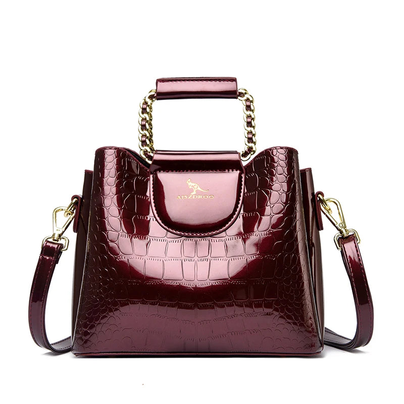 Luxury PU Leather Handbag for Women – 3-Layer Tote, Shoulder & Crossbody Bag
