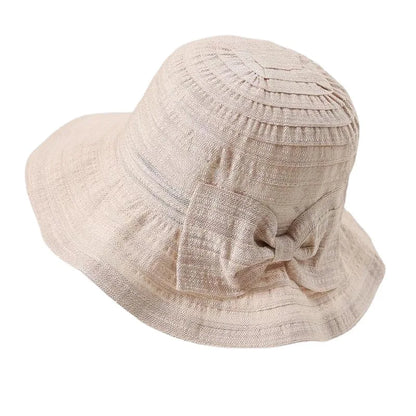 Women's Wide Brim Sun Hat with Bow – Foldable UV Protection