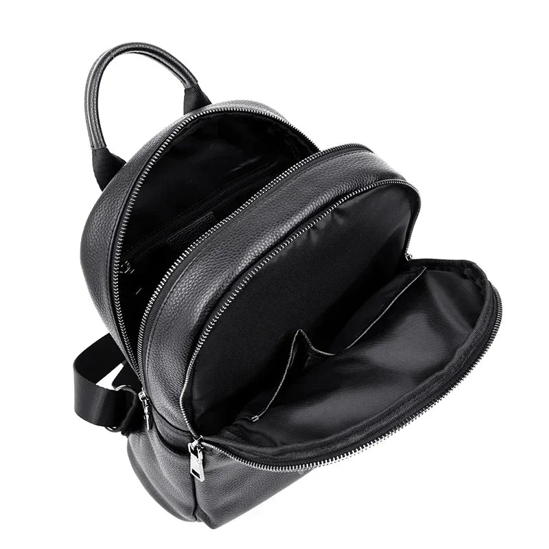 Genuine Leather Women Backpack – Multi-Pocket Luxury