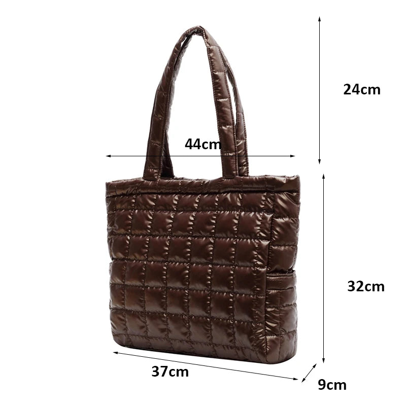 Quilted Puffer Tote Bag for Women – Large Padded Shoulder Bag