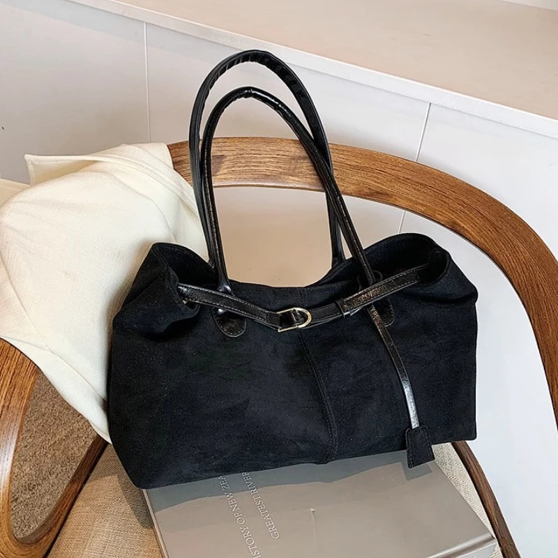 Women's Suede Tote Bag – Large Capacity Shoulder Bag