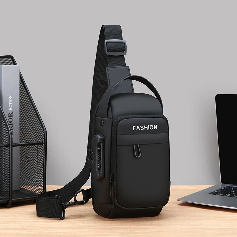 Anti-Theft Chest Bag for Men – USB Charging Crossbody Sling