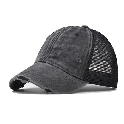 Vintage Washed Mesh Baseball Cap – Unisex UV Protection Hat