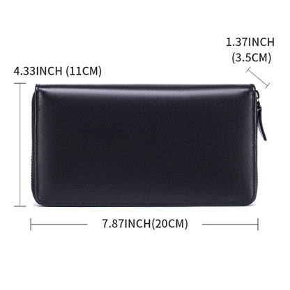 Genuine Leather Long Clutch Wallet for Men – Zip Organizer