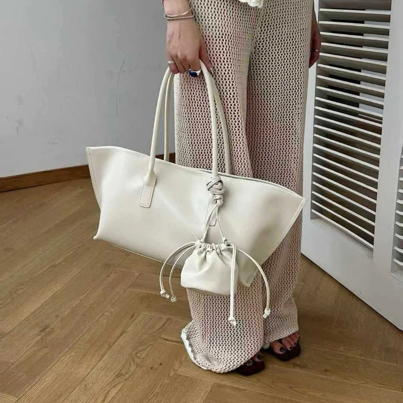 Genuine Leather 3-in-1 Women's Tote Bag – Large Capacity Shoulder Bag