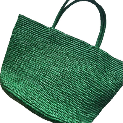 Large Handwoven Rattan Tote Bag Women Natural Straw Beach Purse Luxury Shoulder Bags Handbag Summer