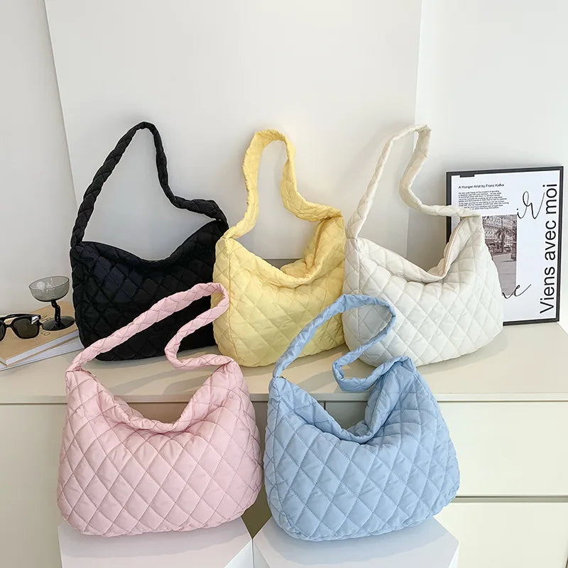 Quilted Puffer Shoulder Bag for Women – Padded Hobo Handbag
