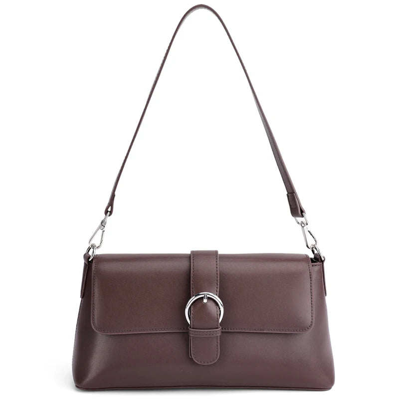 Genuine Leather Crossbody Bag for Women – Lightweight Buckle Shoulder Bag