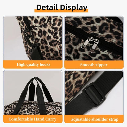 Leopard Print Large Capacity Women's Travel Gym Tote Bag