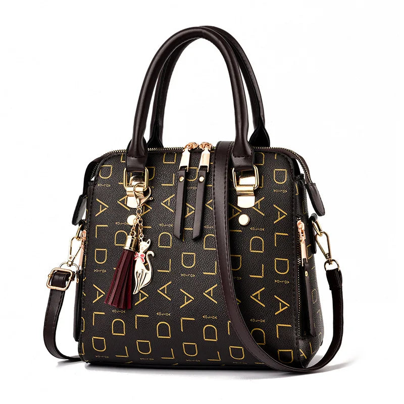 Women's Luxury PU Leather Top-Handle Handbag with Crossbody Strap