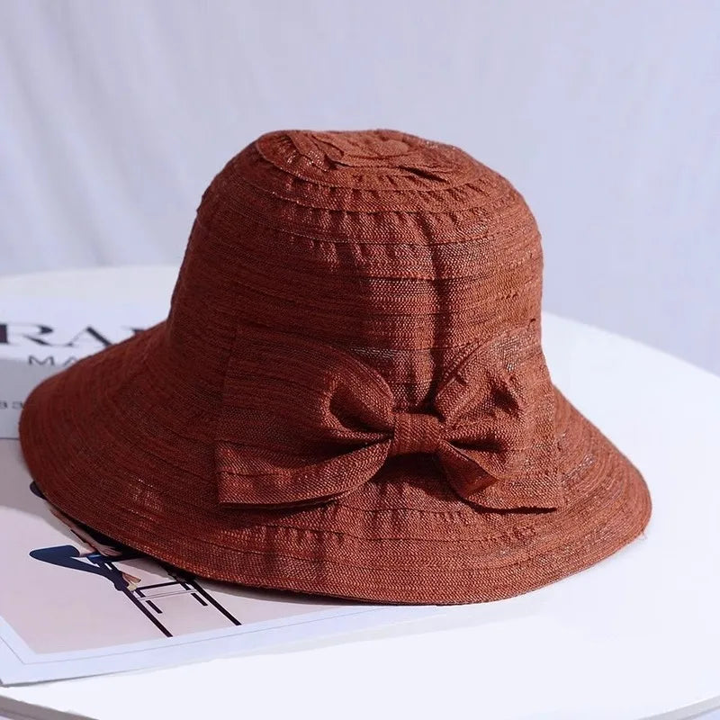 Women's Wide Brim Sun Hat with Bow – Foldable UV Protection