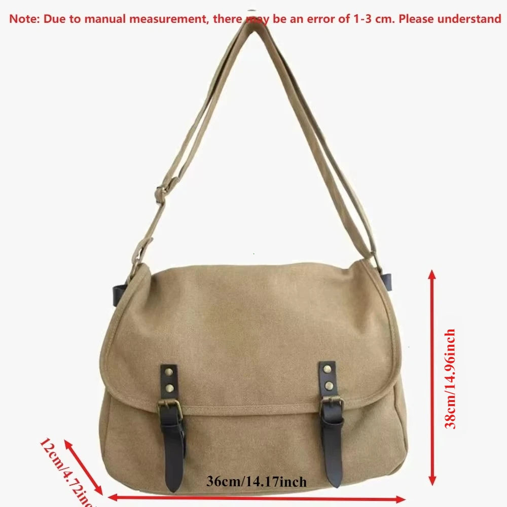 Canvas Messenger Bag – Large Capacity Vintage Satchel