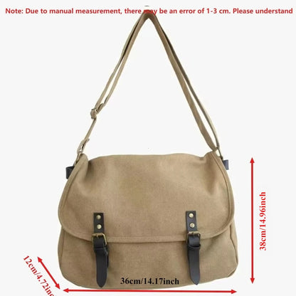 Canvas Messenger Bag – Large Capacity Vintage Satchel