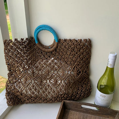Woven Hollow Handbag – Luxury Metallic Mesh Top Handle Bag