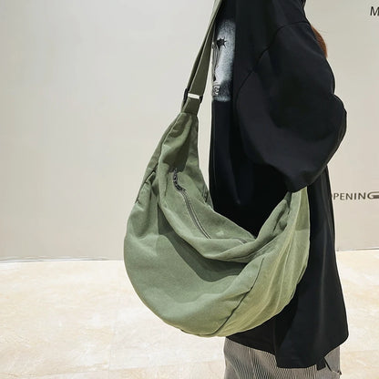 Large Canvas Crossbody Bag for Women – Casual Hobo Messenger
