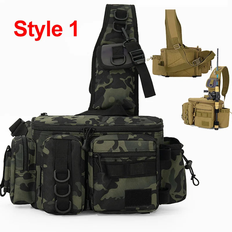 Fishing Tackle Sling Bag – Multi-Pocket Gear Storage Backpack
