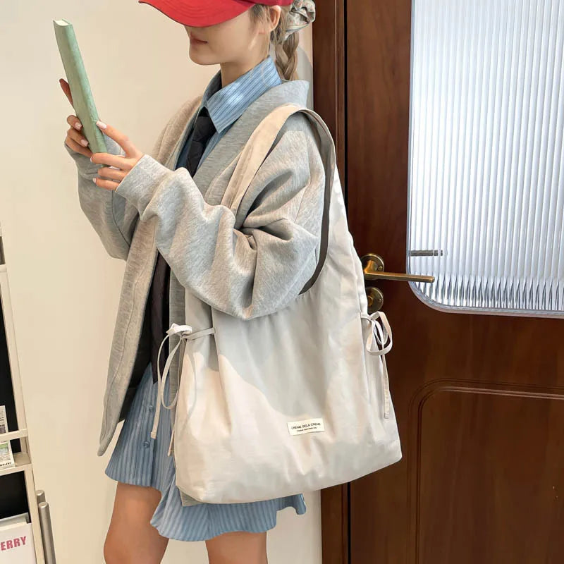 Large Capacity Tote Shoulder Bag – Casual Nylon Handbag for Women