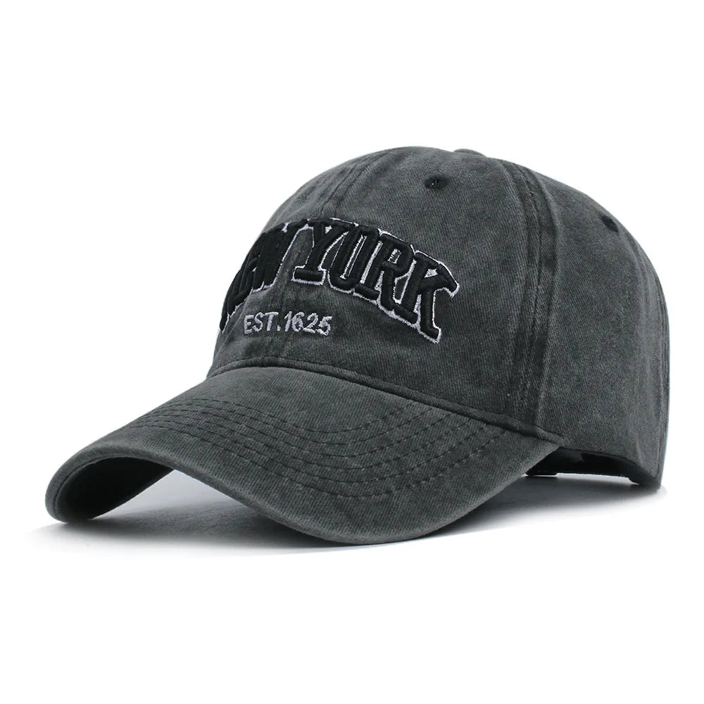Retro Embroidered Baseball Cap – Washed Cotton Snapback Hat