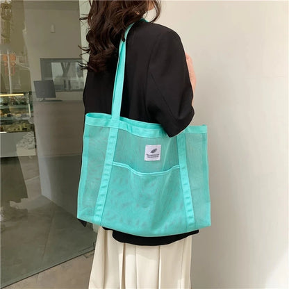 Mesh Tote Bag for Women – Large Beach & Shopping Shoulder Bag