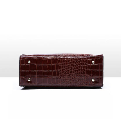 Crocodile Pattern Handbag for Women – Large Capacity PU Leather Top Handle Bag