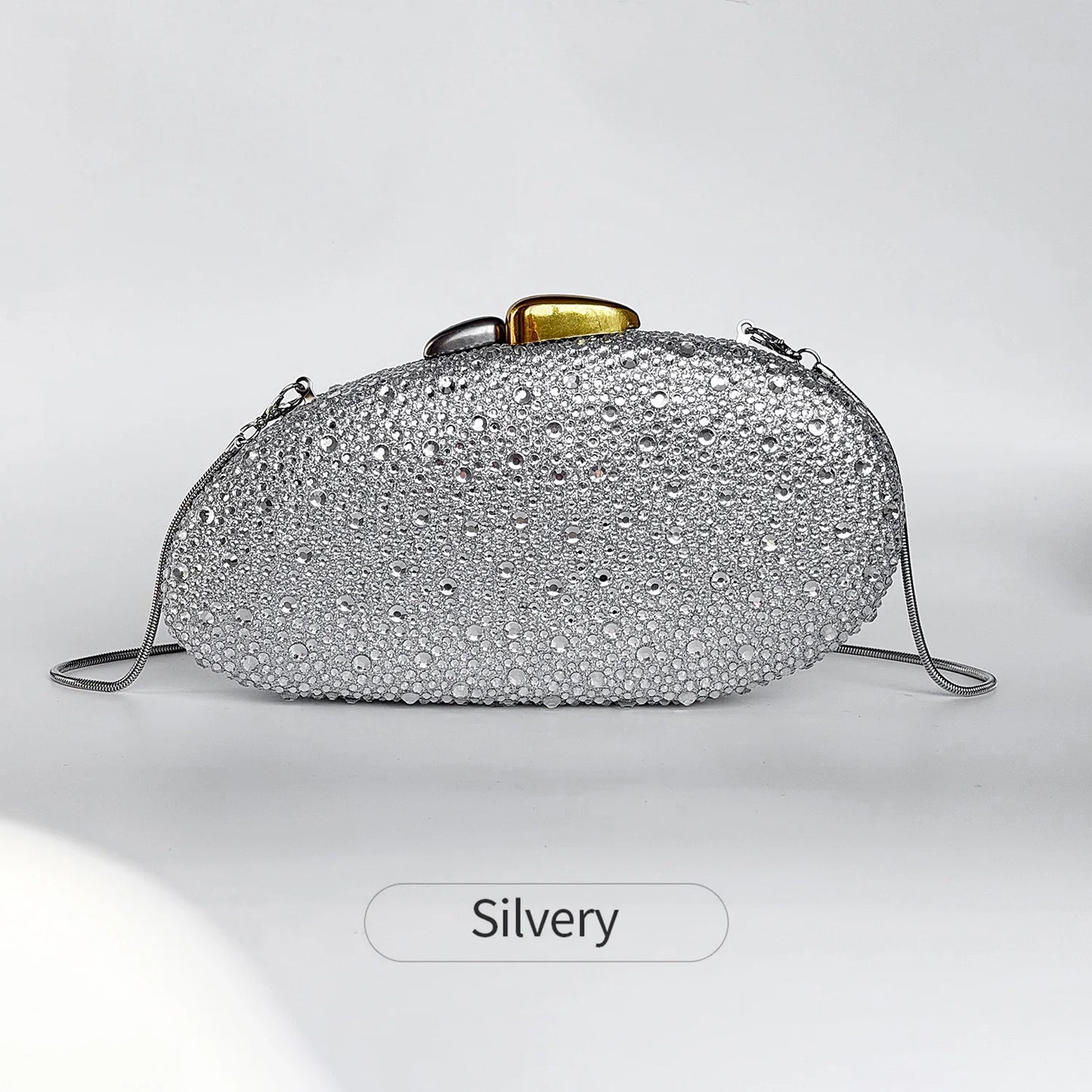 Rhinestone Evening Clutch Bag – Oval Crystal Crossbody Purse for Women