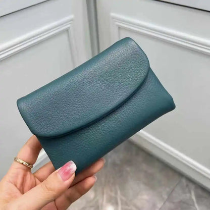 Women's Genuine Cowhide Leather Trifold Wallet with Zipper Coin Pocket