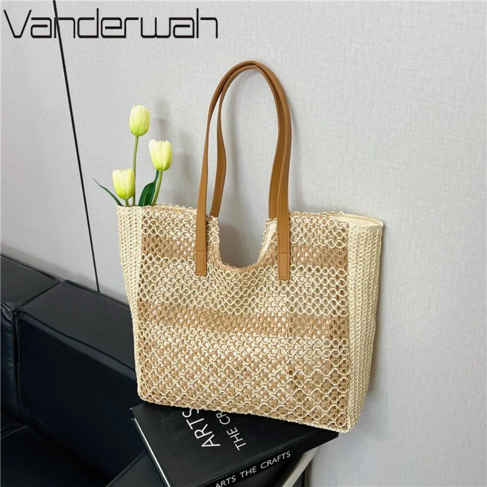 Handmade Straw Beach Tote Bag for Women – Large Capacity
