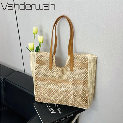 Handmade Straw Beach Tote Bag for Women – Large Capacity