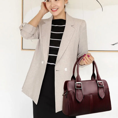 Large Capacity Soft Leather Women's Tote Bag – 3-Layer Luxury Handbag