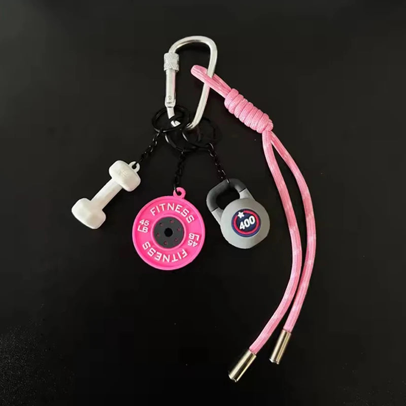 Gym Keychain Lanyard – Dumbbell, Weight Plate & Kettlebell Charms