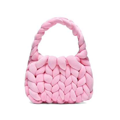 Hand-Woven Velvet Knit Handbag for Women – Chunky Tote