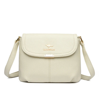Leather Crossbody Shoulder Bag for Women – Soft Flap Handbag