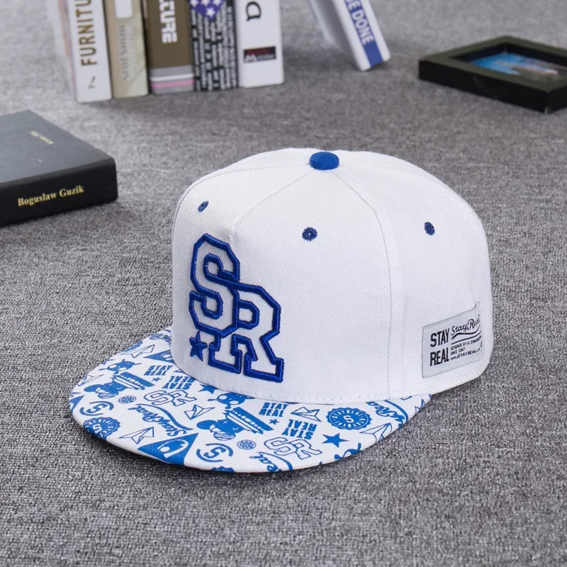SR Snapback Baseball Cap – Hip Hop Flat Brim Hat for Men & Women