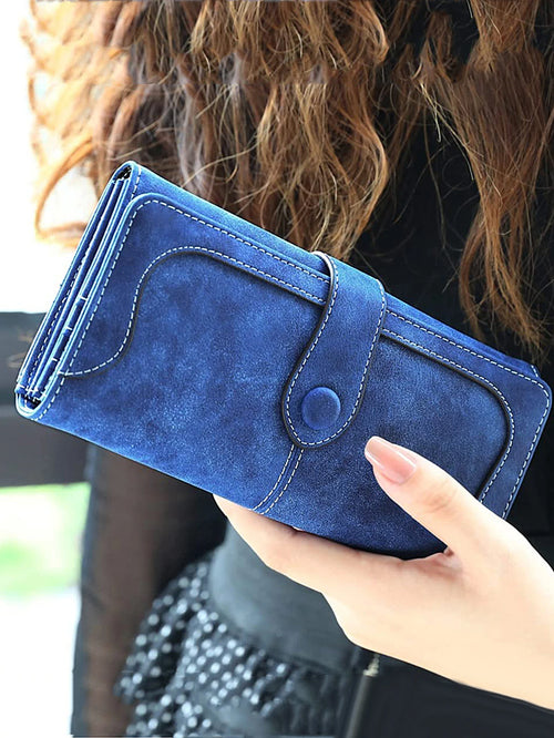 Women's Long Wallet – 17 Card Slots, ID Window & Zipper Coin Purse