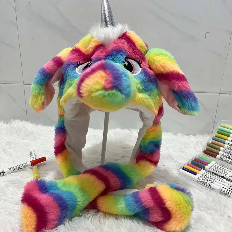 Cute Animal Ear Moving Plush Hat – Kids Cartoon Headband