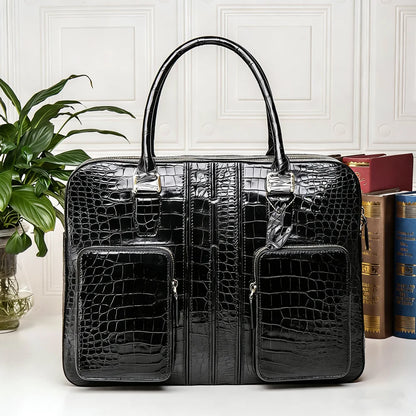 Crocodile Leather Men's Briefcase Crossbody Shoulder Bag