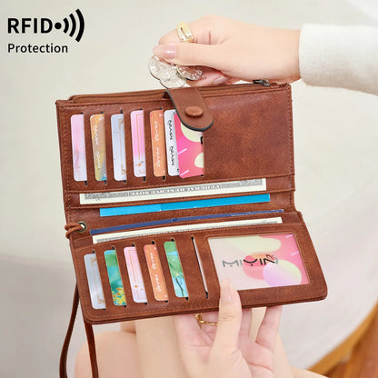 RFID Women's Long Wallet – Large Capacity PU Leather Organizer